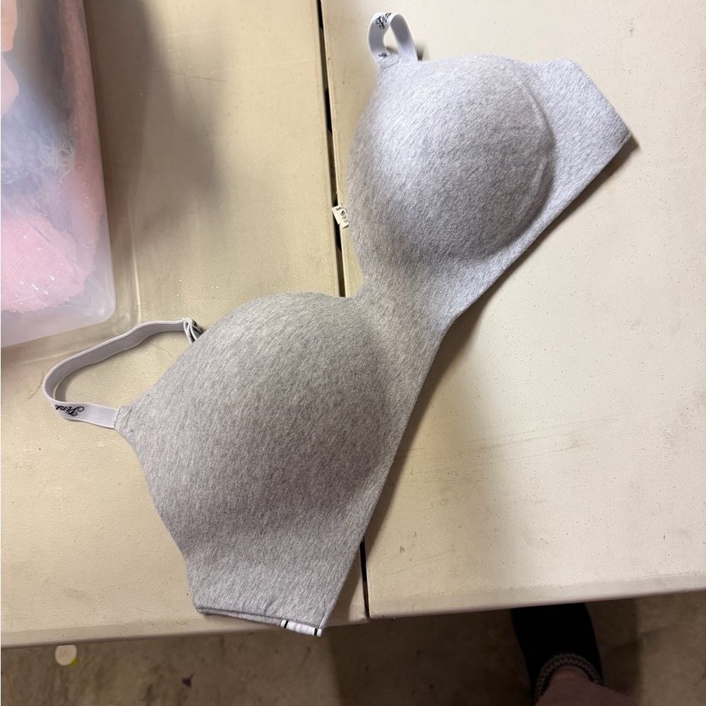 Pink Victoria’s Secret Seamless Gray Bra 36DD